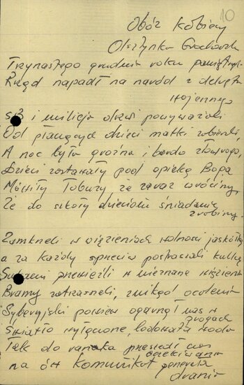 Piosenka śpiewana przez internowane w Olszynce Grochowskiej