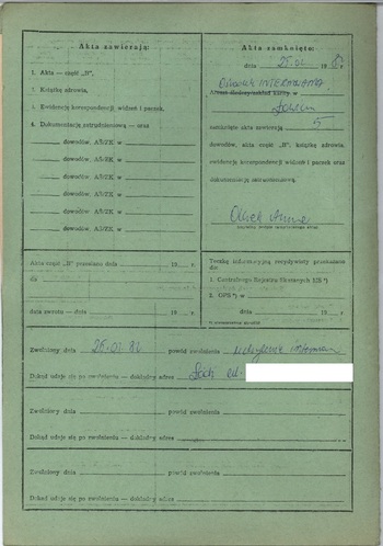 Teczka internowanego w OO Łowicz – Jerzego Drygalskiego, IPN Ld 24/34