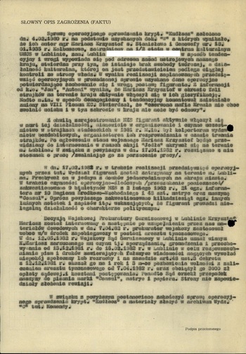 Meldunek operacyjny dot. Krzysztofa Hariasza (nr skanu 31-33)