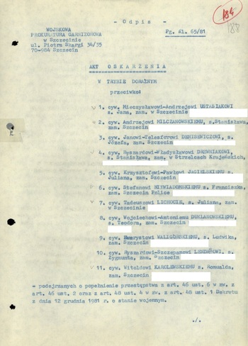 Województwo szczecińskie w stanie wojennym.