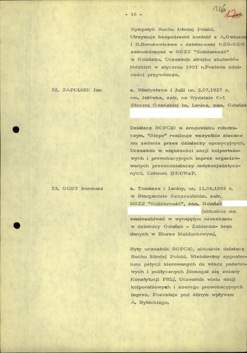 Wykaz osób przewidzianych do izolacji 25.09.1981