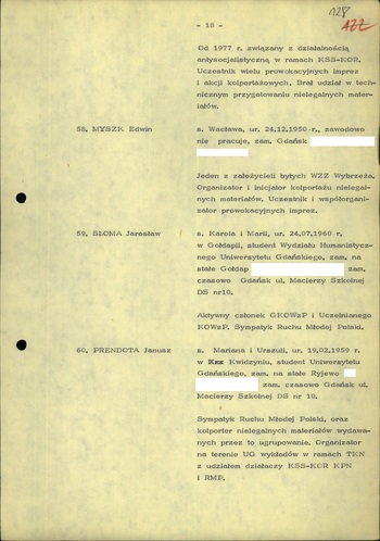 Wykaz osób przewidzianych do izolacji 25.09.1981