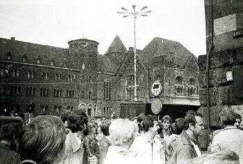Uczestnicy niezależnej manifestacji przed Zamkiem w rocznicę Poznańskiego Czerwca 1956