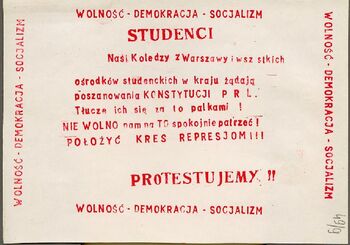 Kielce - ulotka protestacyjna