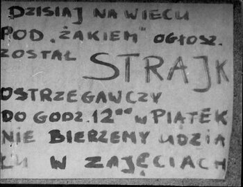 Plakat informujący o strajku ostrzegawczym, Kr_17_33_16-3