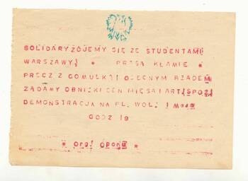 Olsztyn - ulotka protestacyjna