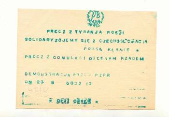 Olsztyn - ulotka protestacyjna