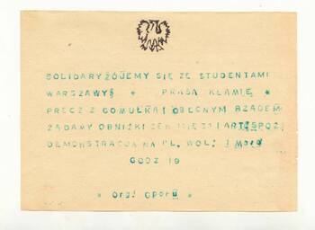 Olsztyn - ulotka protestacyjna