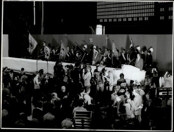 Delegaci Regionu Białystok na Walnym Zjeździe NSZZ "Solidarność" w Gdańsku, wrzesień 1981 r.