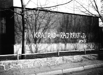Napis na ul. Chodkiewicza w Bydgoszczy wiosną 1981 r.