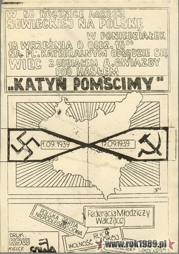 Plakat „W 50 rocznicę agresji sowieckiej na Polskę” (ze zbiorów Mirosława Gębskiego)