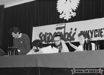 Od lewej: H. Wujec, W. Frasyniuk, J. Pałubicki, B. Lis (ze zbiorów Igora Witowicza)