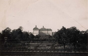 Kościan 1939 r, widok koszar Wehrmachtu i siedziby gestapo, przy torach kolejowych Poznań-Wrocław