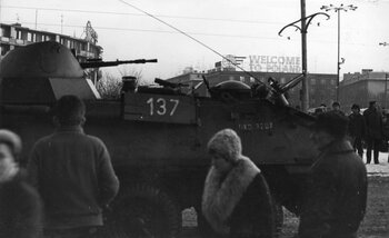 Czołgi w rejonie Stoczni Gdańskiej 13 grudnia 1981