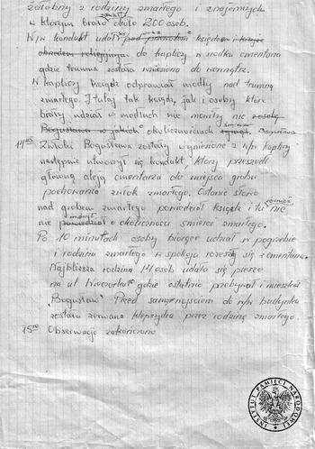 Notatka służbowa z zabezpieczenia pogrzebu górnika KWK Wujek - s. 2