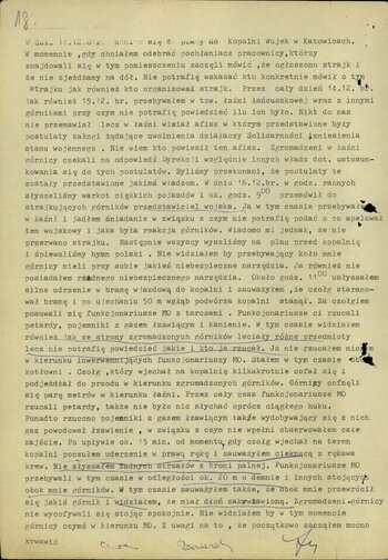 Dokumenty - Śledztwo w sprawie zajść w dniu 16 grudnia 1981 w Kopalni Węgla Kamiennego „Wujek” w Katowicach