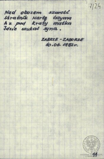 Wiersze i pieśni internowanych odnalezione w aktach Józefa Bujoczka