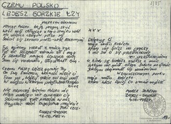 Wiersze i pieśni internowanych odnalezione w aktach Józefa Bujoczka
