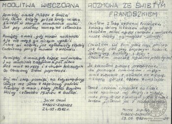 Wiersze i pieśni internowanych odnalezione w aktach Józefa Bujoczka