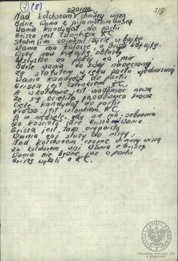 Wiersze i pieśni internowanych odnalezione w aktach Józefa Bujoczka