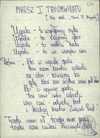 Wiersze i pieśni internowanych odnalezione w aktach Józefa Bujoczka