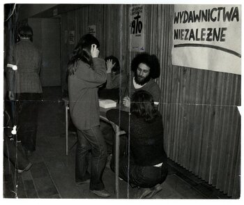 Zdjęcie K. Hariasza ze strajku okupacyjnego studentów NZS