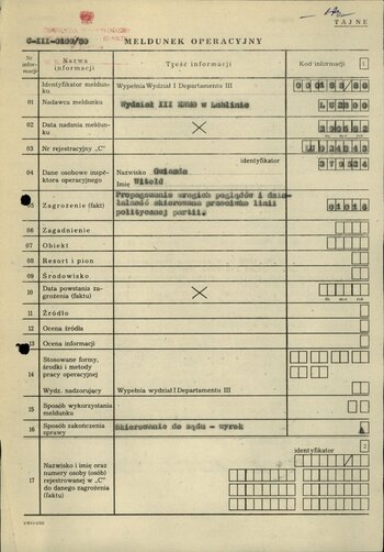 Meldunek operacyjny dot. Krzysztofa Hariasza (nr skanu 31-33)
