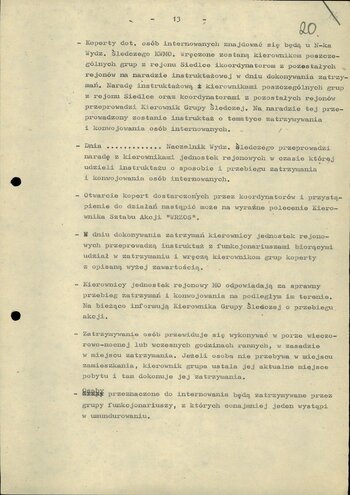 Plan zatrzymania i doprowadzenia do ośrodków odosobnienie osób przeznaczonych do internowania z terenu woj. siedleckiego (k. 8-22)