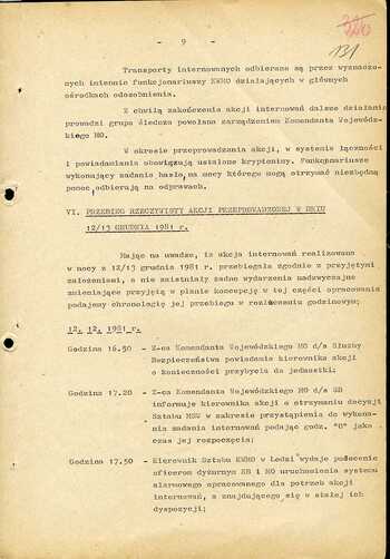 Materiały dotyczące przygotowań do realizacji akcji kryptonim „Jodła”, "Azalia" i "Klon" – Koncepcja planistyczna i przebieg akcji internowań w województwie łódzkim w dniu 12/13.12.1981 r.