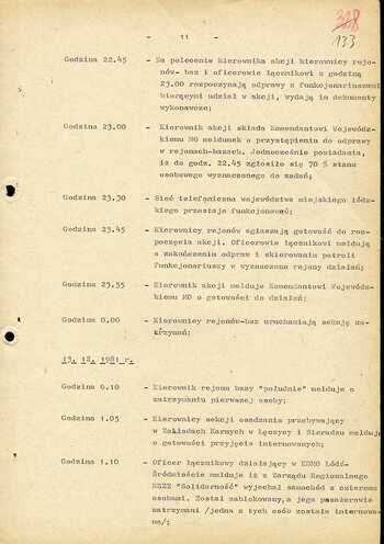 Materiały dotyczące przygotowań do realizacji akcji kryptonim „Jodła”, "Azalia" i "Klon" – Koncepcja planistyczna i przebieg akcji internowań w województwie łódzkim w dniu 12/13.12.1981 r.
