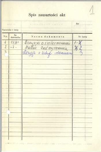 Teczka internowanego w OO Łowicz – Jerzego Drygalskiego