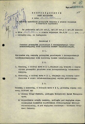 Materiały dot. przygotowań do wprowadzenia stanu wojennego