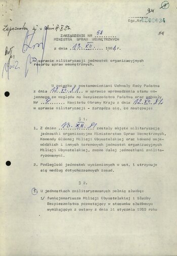 Materiały dot. przygotowań do wprowadzenia stanu wojennego