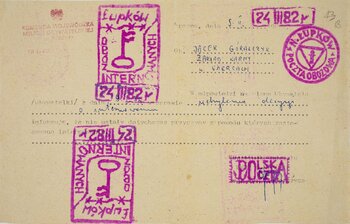 Karty pocztowe z odciskami pieczętnymi i stemplem Poczty Obozowej Nowy Łupków.