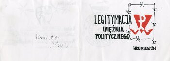 Fotografia cyfrowa legitymacji więźnia politycznego Krzysztofa Mruka wykonana w obozie internowania w Hrubieszowie.