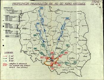 Propozycja wzmocnienia KWMO w Katowicach dodatkowymi siłami 6.06.1981 (mapa)
