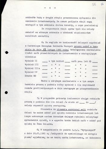 Informacje i uwago dotyczące internowania 8.02.1981
