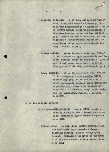 Projekt proponowanych działań w środowisku filmowym 2.01.1982