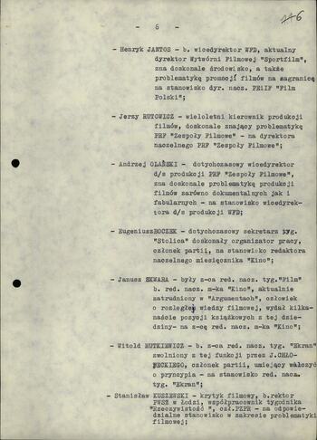 Projekt proponowanych działań w środowisku filmowym 2.01.1982