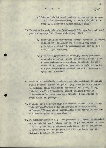 Projekt proponowanych działań w środowisku filmowym 2.01.1982