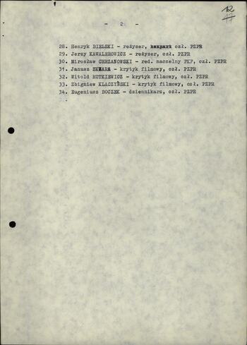 Projekt proponowanych działań w środowisku filmowym 2.01.1982