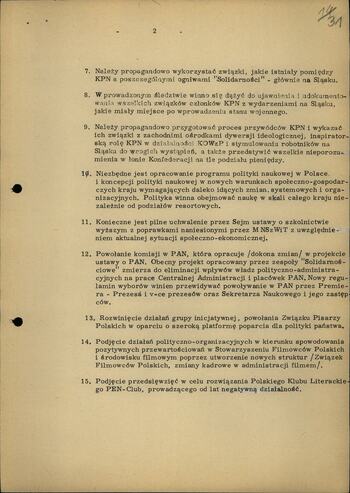 Proponowane decyzje państwowe odnoszące się do działaczy opozycji politycznej 03.01.1982