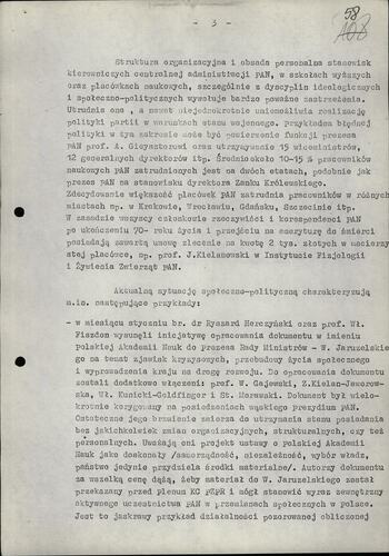 Informacja dot. sytuacji społeczno politycznej w środowisku naukowym po wprowadzeniu stanu wojennego 20.02.1982