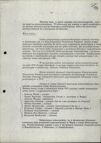 Informacja dot. sytuacji w kinematografii w okresie stanu wojennego 13.10.1982