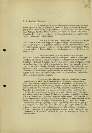 Informacja dot. Sytuacji w środowiskach naukowych i inteligencji twórczej w okresie stanu wojennego 15.03.1982