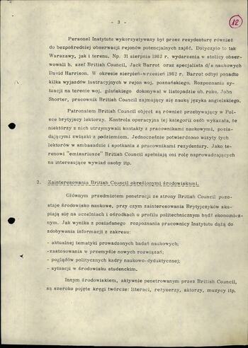 Informacja dot. działalności Instytutu Brytyjskiego w Polsce w okresie stanu wojennego 19.03.1983