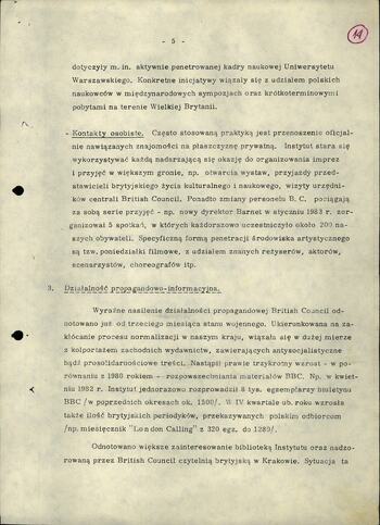 Informacja dot. działalności Instytutu Brytyjskiego w Polsce w okresie stanu wojennego 19.03.1983