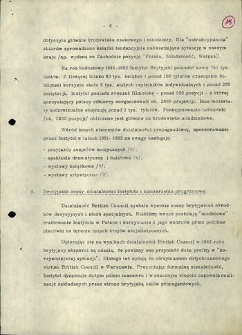 Informacja dot. działalności Instytutu Brytyjskiego w Polsce w okresie stanu wojennego 19.03.1983