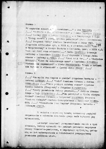 Pozyskanie drogą operacyjną kasety magnetofonowej przez NOWĄ "Bojkot-aktorzy przeciwko stanowi wojennemu" 15.12.1983