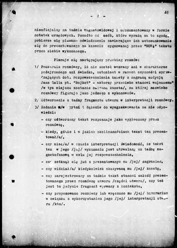 Plan czynności sprawdzających w sprawie rozpowszechniania kasety "Bojkot-aktorzy przeciwko stanowi wojennemu" 27.12.1983
